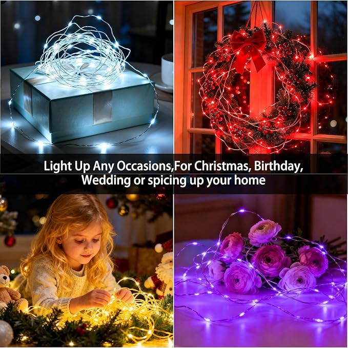 12-Pack 30 LED Christmas Twinkle Lights, 10ft Waterproof for Yard
