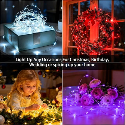 12-Pack 30 LED Christmas Twinkle Lights, 10ft Waterproof for Yard