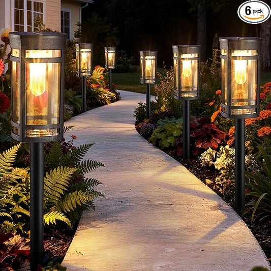 6 Pack Outdoor Solar Pathway Lights - Solar Landscape Lights Outdoor Walkway Solar Garden Lights for Lawn, Path, Yard Decor (Warm White)
