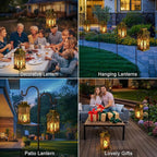 2-Pack Hanging Solar Outdoor Lanterns, Elegant Waterproof LED