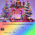 Christmas Fairy Lights 2-Pack, 33ft 100 LED Battery Twinkle Lights