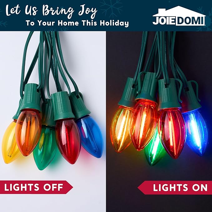 Joiedomi 24 Packs 30.75FT C9 Christmas Multicolor LED Pathway Lights, Waterproof Walkway Lights with Stakes Outdoor Connectable Decor for Holiday Outside, Yard, Garden, Party, Walkway Decor