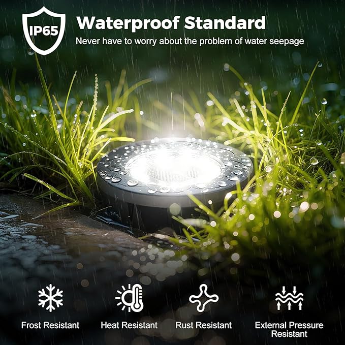 Brightown Solar Lights Outdoor Waterproof, 12 Packs LED In-Ground Solar Yard Lights for Yard, Patio, Garden, Lawn, Deck, Outside, Pathway, Driveway, Walkway, Sidewalk, Cold White