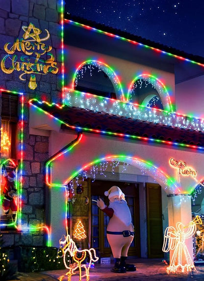 Brightown Solar Rope Lights, 2-Pack 39FT 100LED IP65 Waterproof Solar Outdoor Lights, Solar Powered Fairy Lights with 8 Lighting Modes for Party Garden Yard Home Holiday Tree Decoration, Multicolor