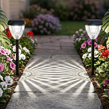 Ensenior Solar Pathway Lights Outdoor - 14.17" Height, 6500K LED Landscape Garden Lights, IP65 Waterproof, Tool-Free Auto ON/Off for Garden Yard Patio Walkway Landscape, 16-Pack