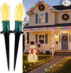 C9 Christmas Lights Outdoor, 51.4ft 40 Bulb Pathway Lights with Stakes, Warm White