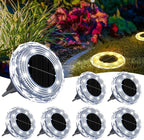 12-Pack White Flat Solar Landscape Lights, Waterproof LED