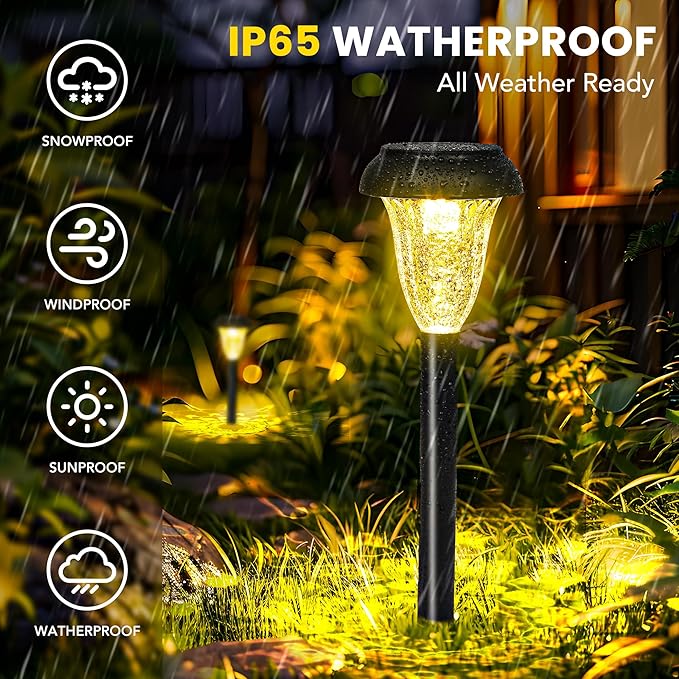 16-Pack Solar Pathway Lights, Waterproof LED Yard Lights