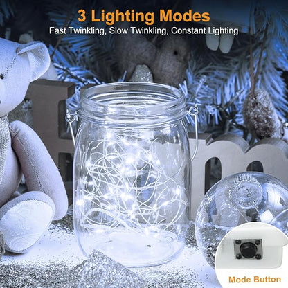 12-Pack Outdoor String Lights, 7ft Cold White Waterproof LED