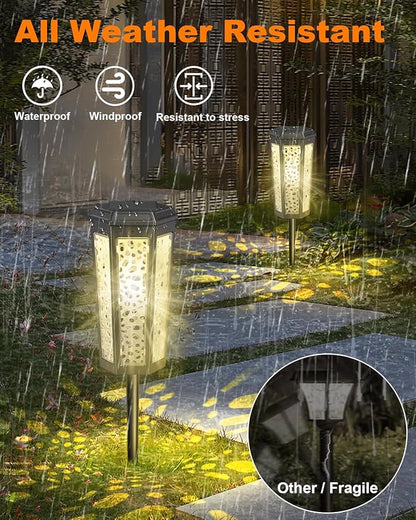 Colored Solar Powered Pathway Landscape Lights Outdoor Warm White & RGB Dusk to Dawn Waterproof for Garden Sideway Outside, Patio, Path, Yard, Walkway, Driveway, 2 Modes 8 Pack Accent Modern Design