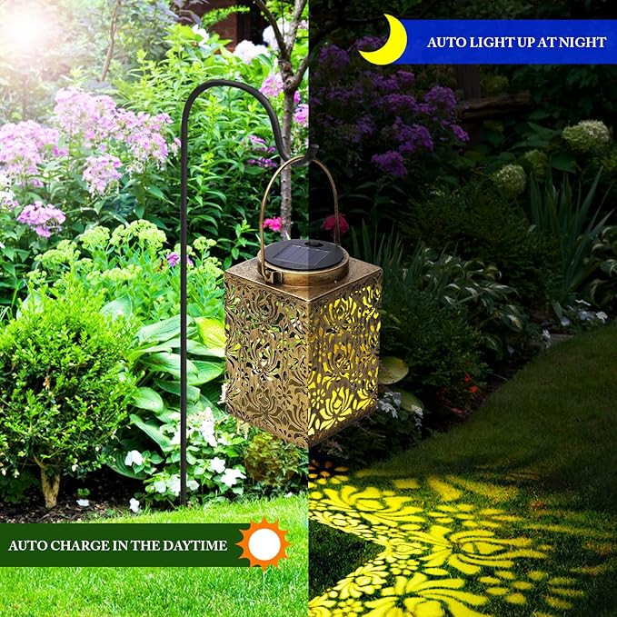 Rose Solar Lantern Set 2-Pack, Charming Porch Lighting