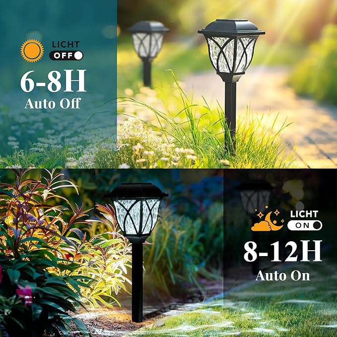 Cold White Solar Pathway Lights 8-Pack, Yard LED