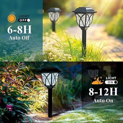 GIGALUMI 6 Pack Solar Lights Outdoor Waterproof, LED Solar Garden Lights, Outdoor Decorations, Garden Decor for Yard, Patio, Landscape, Planter, Walkway (Cold White)