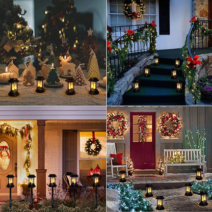 Beautyard 6 Packs Outdoor Solar Candles Lights Flickering Decorative Lantern Stake Lighting for Garden, Backyard, Lawn, Pathway, Patio Accessories and Decor ( Small 6 Pack , Black )…