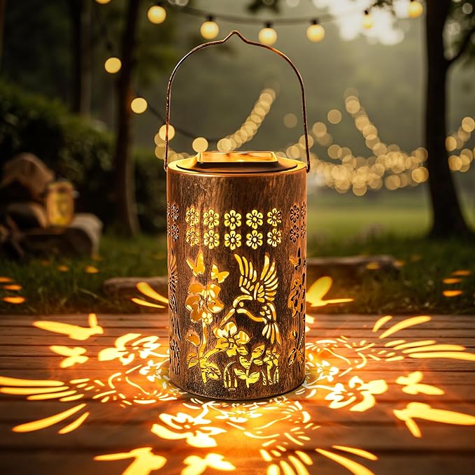 Hummingbird Solar Lanterns, Waterproof LED Backyard Lights