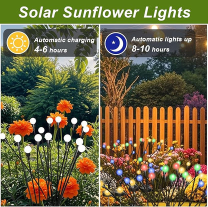 2 Packs Firefly Lights Solar Outdoor, 16 LED Multicolor Solar Walkway Lights Outdoor, Waterproof Garden Decor with 2 Modes, Lawn Light for Front Yard Backyard Yard and Pathway