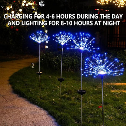 YOTOZU 2 PCS Solar Firework Light, Outdoor Solar Garden Decorative Lights 120 LED Powered 40 Copper Wires String DIY Landscape Light for Walkway Pathway Backyard Christmas Decoration Parties (Blue)
