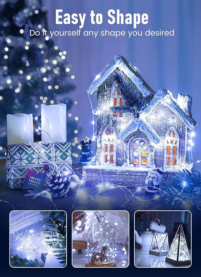 4-Pack 33ft Christmas LED String Lights, Waterproof Timer Lights