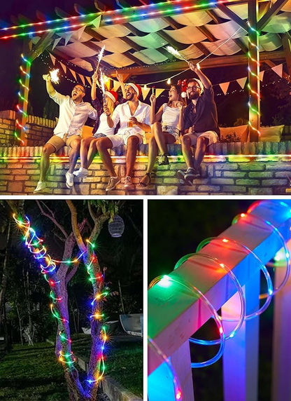 Brightown Solar Rope Lights, 39FT 100LED IP65 Waterproof Outdoor Solar String Lights with 8 Lighting Modes for Party, Garden, Yard, Home, Holiday, Tree Decoration, Multicolor