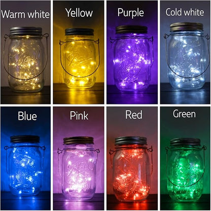 30LED Solar Mason Jar Lights, 8 Pack Jar Lid String Lights (No Jars), Waterproof Fairy Firefly Light for Garden, Patio, Outdoor, Yard, Lawn Decor(8 Colors)