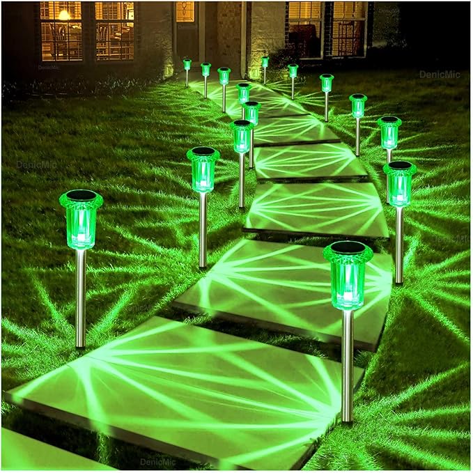 10-Pack Solar Pathway Lights, Waterproof LED Walkway Lights