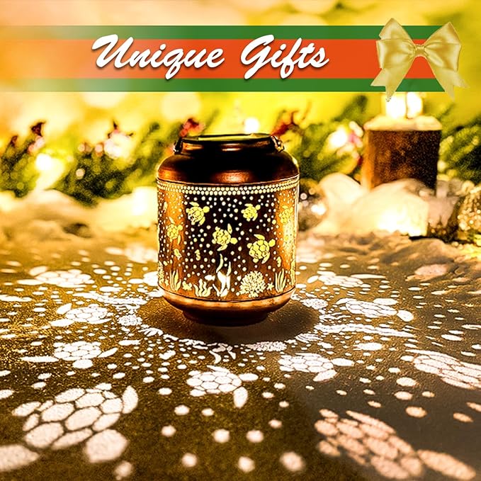 Sea Turtle Solar Lanterns Outdoor Waterproof,Hanging Solar Lights Sea Turtle Gifts for Women Men Metal LED Decorative Light for Yard,Patio,Lawn,Pathway,Landscape,Garden Decor