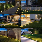 12-Pack Solar Ground Disk Lights, Warm White Waterproof LED