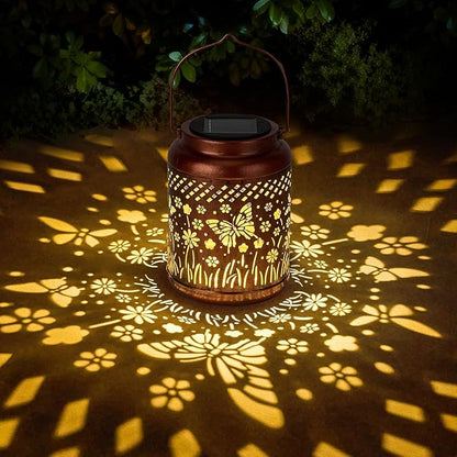 Butterfly Solar Lanterns Outdoor Waterproof - Metal Garden Decor Hanging Solar Lights Butterfly Decorations for Patio Yard Lawn Porch Pathway,Unique Gifts for Women Mom Grandma