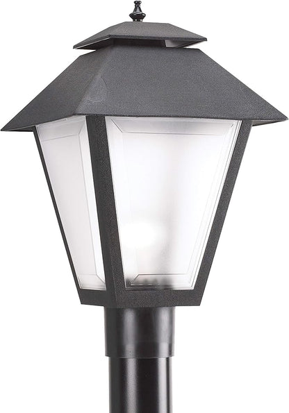 Generation Lighting 82065-12 Polycarbonate One-Light Outdoor Post Lantern Outside Lighting, Black Finish