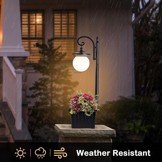 Black Solar Lamp Post Light, Outdoor Post Lighting