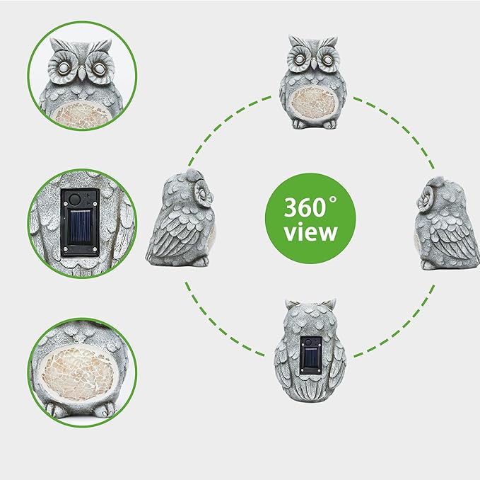 Solar Owl Garden Statue Light, Outdoor Decor