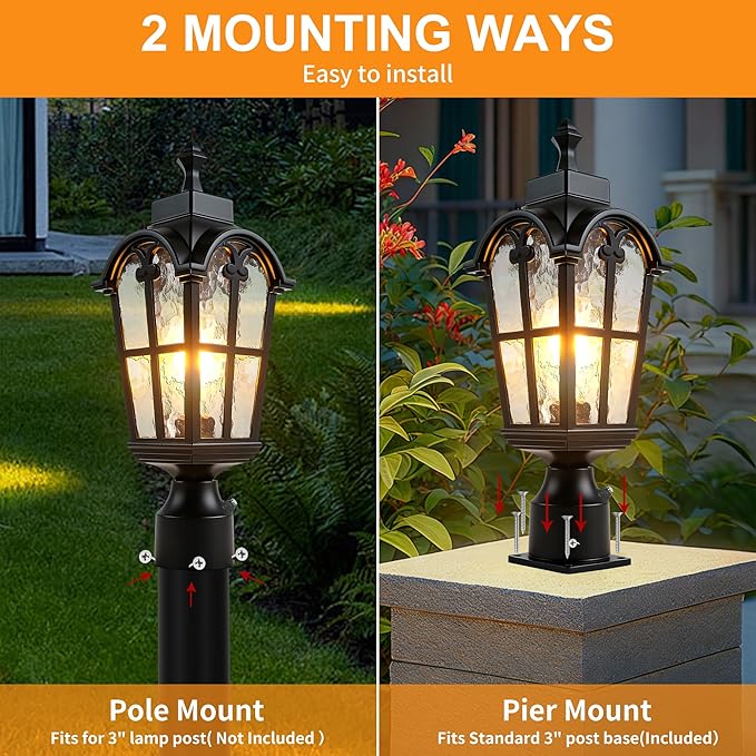 Dawn to Dusk Sensor Outdoor Post Lights Waterproof Post Light Fixture Outdoor Anti-Rust Waterproof Exterior Lamp Post Lighting for Front Door Yard Pathway Driveway Fence