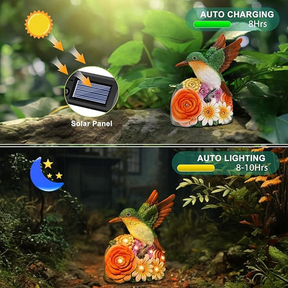Linkax Birthday Easter Gifts for Adults Women Mom Grandma, Hummingbird Statue Solar Lights Outdoor Garden Decor for Outside Patio Yard Front Porch Balcony Home, Gardening Housewarming Gifts New Home