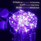 15-Pack 6ft Christmas LED String Lights, Waterproof Timer Lights