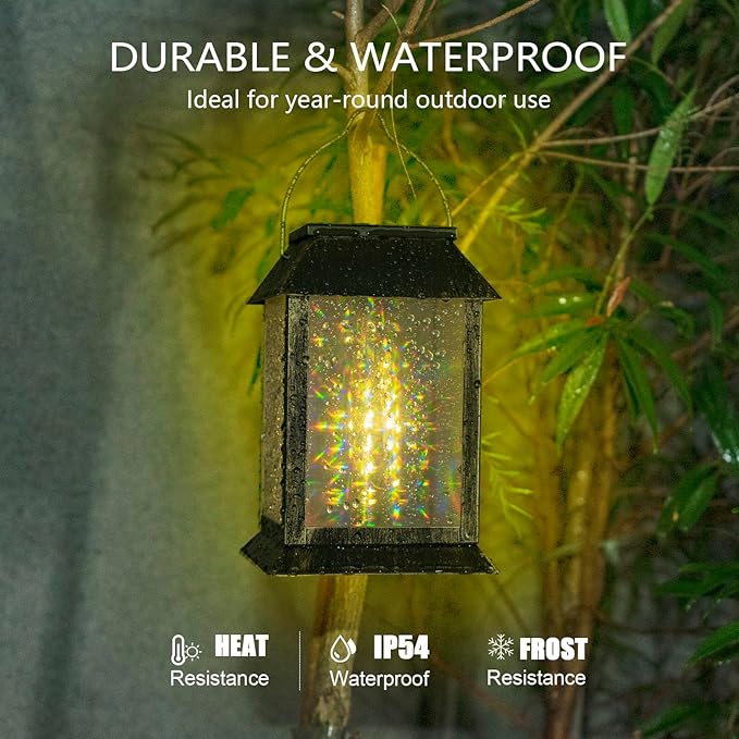 Courtyard Solar Hanging Lanterns 2-Pack, Charming Backyard Decor