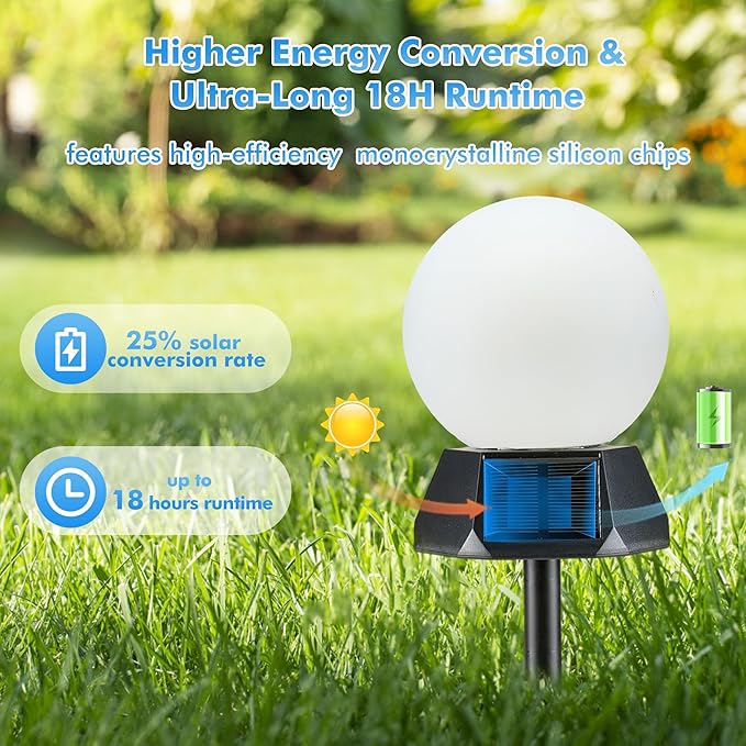 BlcTec Solar Pathway Lights Outdoor, Cool White Path Lights with 3-Sided Solar Panels, 18H Runtime, IP65 Waterproof, Auto On/Off for Patio, Garden, Lawn, Driveway, Yard, Landscape Decor, 2 Pack
