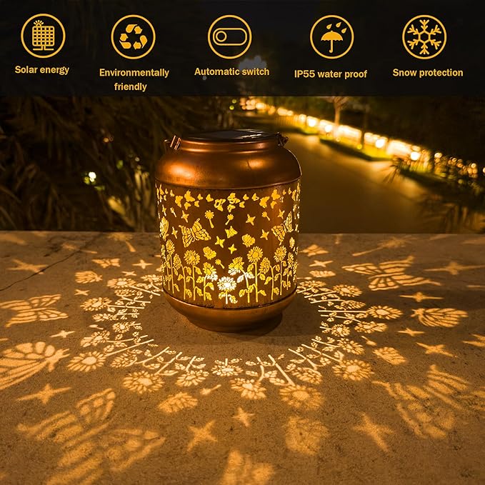 Solar Lanterns Outdoor Waterproof, Butterfly Gifts for Women, Solar Lights for Backyard Porch Patio Table Yard Balcony Lawn Pathway
