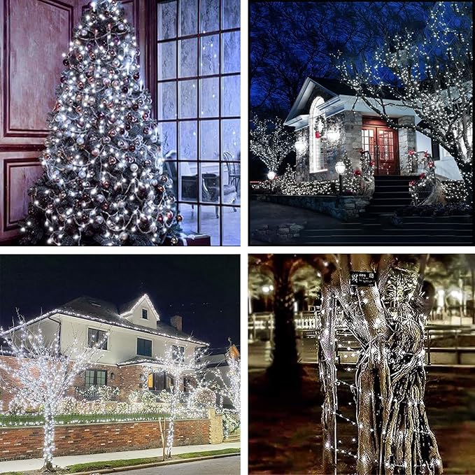 6-Pack 100 LED Christmas Twinkle Lights, 33ft Waterproof for Yard