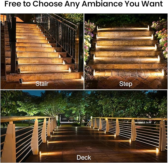 Brown Solar Step Light Outdoor Stair Lights, Deck Lights Outdoor Powered IP65 Waterproof, 3000K Warm White Solar Outdoor Step Light, Decor for Stair, Deck, Step,Porch and Outside Patio,12 Pack