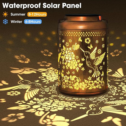 2 Pack Hummingbird Solar Lanterns Outdoor, Hummingbird Gifts for Women Mom Wife Waterproof Solar Lanterns Decorative Hanging Lantern Outdoor for Patio Porch Garden Decor
