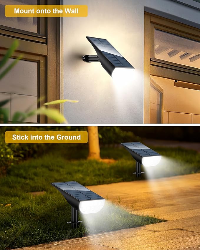 6-Pack Solar Wall Spotlights, Waterproof