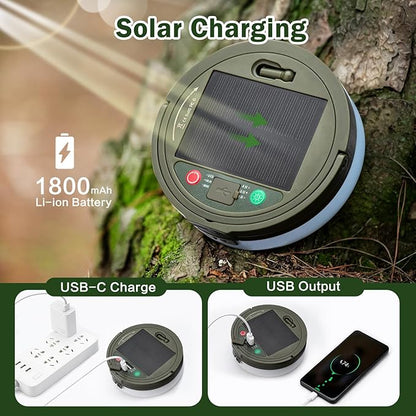 Solar Camping String Lights, 4 in 1 Outdoor Camping Lantern with 8 Lighting Modes(32.8Ft), Quick 30s Recovery, Waterproof, Type-C Fast Charging, Portable Camping Lights for Camping/Yard/Hiking