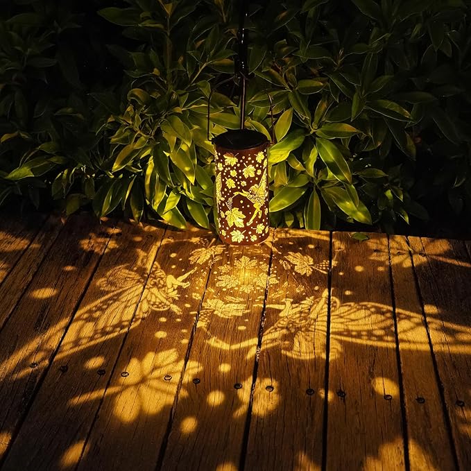 Metal Backyard Solar Lanterns for Yard, Waterproof LED