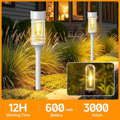 LETMY 12 Pack Solar Pathway Lights Outdoor, Bright Solar Lights Outdoor Waterproof IP65, Solar Garden Lights Outdoor for Yard Walkway Driveway Landscape Garden Decor （White）