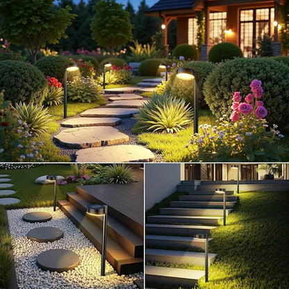2 Pack Solar Pathway Lights Outdoor, Bright Solar Lights Outdoor Waterproof, Up to 15 Hrs Modern Path Lighting for Yard Garden Walkway Driveway Lawn Decor (2 Pack)