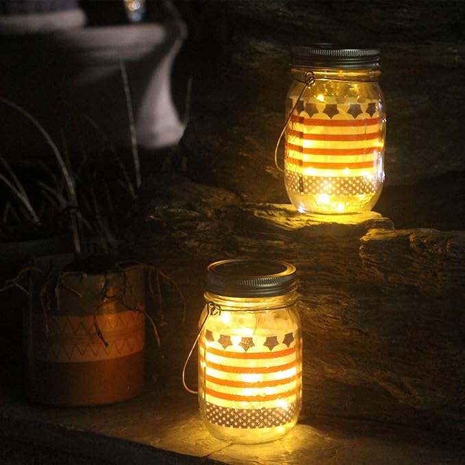 YJFWAL Updated Solar Mason jar Lights, 8 Pack 30 Led Waterproof Fairy Firefly jar Lights, with 8 Hangers(NO Jars) for Regular Mouth Jars, Patio Yard Garden Wedding DIY Decor, Summer Gifts(Warm White)