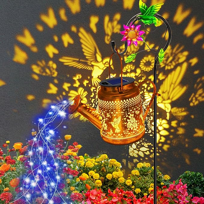 Hummingbird Solar Hanging Lanterns, Rustic Patio Decor