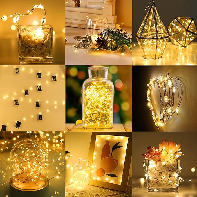 12-Pack 20 LED Christmas Twinkle Lights, 7ft Waterproof for Porch