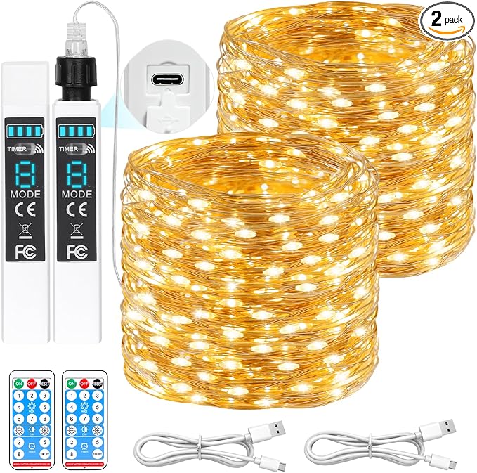 Christmas Fairy Lights, 132ft Battery Twinkle Lights