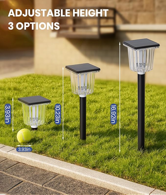 3-Pack Cool White Solar Path Lights, Outdoor Walkway LED